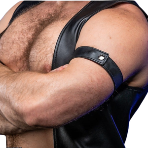 Brazalete de Cuero para Hombre, Ajustable, de Perfil Delgado, para Usar en Clubes, Brazalete Negro de Cuero Genuino - Product Image 6