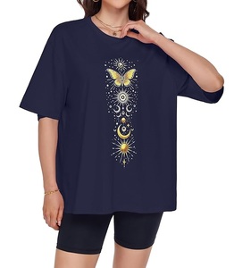 Nueva Llegada: Camiseta de Mujer 100% Algodón Estampada, Manga Corta, Cuello Redondo, Hombros Caídos, Estilo Oversize, Informal, de Bangladesh - Product Image 4