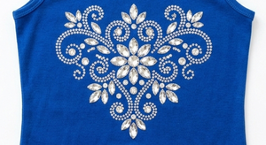 Blue <b>Rhinestone</b> <b>Crop</b> Tank <b>Top</b> Sleeveless Women's Floral Logo Casual Party Tee - Product Image 4