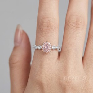Magnifique bague à bande festonnée de 0,6 carat avec diamants roses et blancs cultivés en laboratoire, sertis en or blanc - Product Image 4