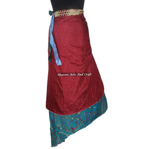 New Wholesale Lot 5 Women Hippie Gypsy Long Wrap Silk <b>Skirt</b> Sarong Reversible Vintage Silk Magic Wrap <b>Skirt</b> 38 Inch Women <b>Boho</b> - Product Image 2