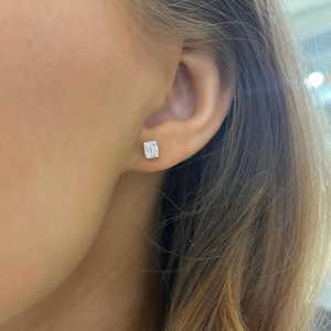 Lab Grown Diamond <b>Stud</b> Cluster Earrings Wholesale 14k Gold 925 <b>Silver</b> Baguette Round Cut Minimalist Solitaire Women Wholesale - Product Image 2