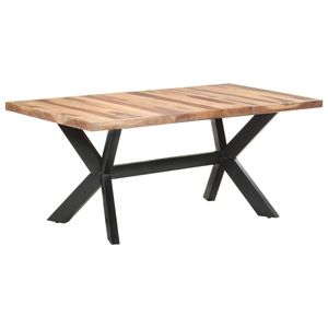 Mesa de Comedor de Madera Maciza de Acacia con Acabado en Polvo de Acero, Estilo Rústico - Product Image 1