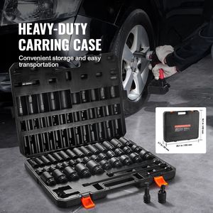 Set di 43 Pezzi per Riparazione Auto, Chiavi a Bussola da 1/2'' con Inserti Profondi e Poco Profondi SAE 3/8'' 1 1/2'' a 6 Punte in Acciaio al Cromo Molybdeno - Product Image 6