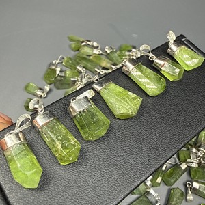 Wholesale Natural Peridot Pendant Necklace 925 Sterling Silver Cap <b>Raw</b> <b>Crystal</b> Gemstone Jewellery - Product Image 2
