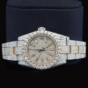 Nuevo Reloj de Pulsera de Dos Tonos con Esfera Redonda y Diamantes de Moissanita, el Más Popular y Mejor Valorado, en Plata de Ley 925, Joyería Elegante para Hombre - Product Image 3