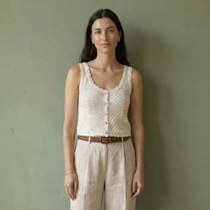 Women's Halter Neck Regular Sleeve Woven Solid Long Pullover Handmade Cotton Autumn <b>Top</b> - Product Image 4