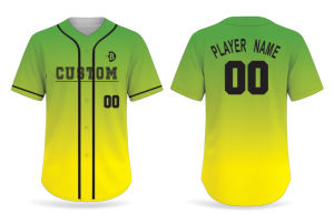 Camiseta de Béisbol Personalizada para Hombre, Color Verde Neón, Manga Corta, Cuello en V, Impresión por Sublimación, Secado Rápido, Cierre con Botones y Correa Elástica, Poliéster - Product Image 1