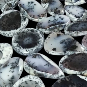 Radha Arts Natural <b>White</b> Gray Dendrite Opal Mix Shape Cabochon Gemstone Flat Back Free Sizes Loose Gemstones Rajasthan for - Product Image 1