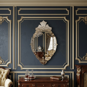 Espejo de Pared Clásico de Estilo Barroco Veneciano |   Espejo Decorativo de Vidrio Antiguo de Lujo para Sala de Estar, Hotel y Decoración de Interiores Reales - Product Image 4