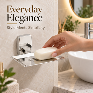Porte-savon mural en acier inoxydable de qualité supérieure pour salle de bain |   Fentes de drainage en chrome poli antirouille, écologiques et faciles à nettoyer - Product Image 3