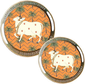 Plateau décoratif en fer, motif palmier tropical crème, plateau de service en métal doré avec poignée découpée, organisateur d'appoint de table - Product Image 5