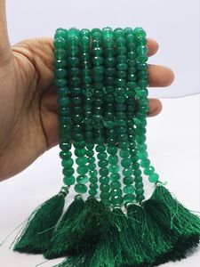 Perles de pierres précieuses en onyx vert naturel facettées, forme rondelle, 7-7,5 mm, pour la fabrication de bijoux, vente en gros - Product Image 6