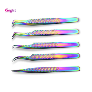 Pinzas para Extensiones de Pestañas de Acero Japonés, Suministro de Pestañas, Compra al por Mayor de Pinzas para Pestañas, Juego de 4 con Punta de Diamante y Agarre Blanco Dorado - Product Image 5