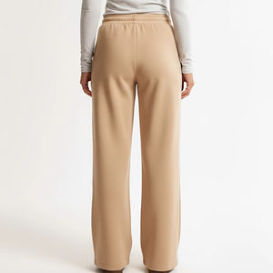 MEYBA SPORTS Women's Beige Wide Leg Sweatpants Premium Heavyweight Fabric (280g) <b>Elastic</b> Drawstring Waist Comfortable Casual - Product Image 2