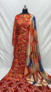 Ensemble Maqbal Dirac de luxe pour femmes, or brillant, manches longues, broderie, mélange de spandex et de polyester, écologique, été, printemps - Product Image 6