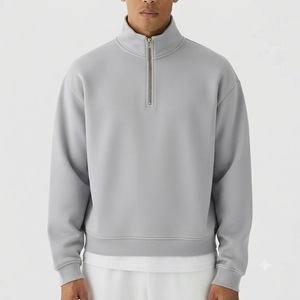 Sweat-shirt Premium Gris Clair à Col Montant Zippé en Molleton de Coton Épais, Pull Décontracté Style Streetwear, Haut à Manches Longues - Product Image 5