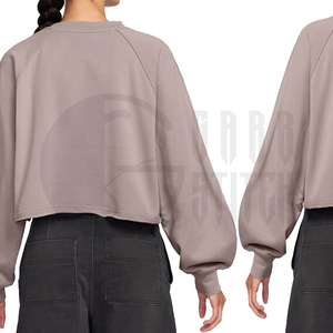 Sudadera Corta Oversize de Cuello Redondo para Mujer, Personalizable, de Forro Polar, Manga Larga, Estilo Urbano - Product Image 4