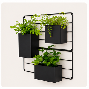 Modern <b>Garden</b> Wall Planter Black Metal Wall Mounted <b>Hanging</b> Herb <b>Garden</b> for Indoor & Outdoor Modular for Home Balcony Decor - Product Image 2