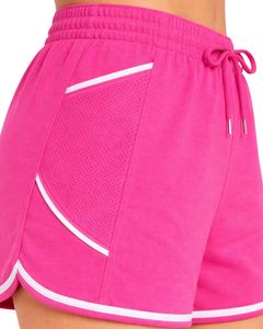 Shorts Deportivos Rosa Intenso para Mujer, Poliéster y Spandex, Transpirables, Cintura Elástica con Cordón, para Gimnasio, Running, Entrenamiento, Ropa Deportiva Casual - Product Image 1