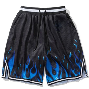 Shorts de basketball pour hommes, décontractés, tricotés, séchage rapide, vêtements de sport, entraînement, gym, fitness, légers, respirants, en maille, avec cordon de serrage - Product Image 1