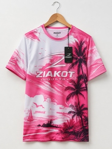 ZIAKOT industry Nouveau design T-shirt de performance personnalisé pour homme violet bleu clair-rose - Product Image 4