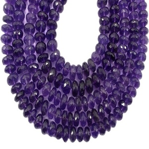 13" Long Strand Natural Amethyst Gemstone Faceted Rondelle Shape Beads Wholesale Natural <b>Blue</b> for Jewelry Making - Product Image 1