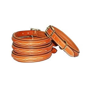 Saman ส่งออกหนังคุณภาพพรีเมี่ยมปลอกคอสุนัขนิ่มปักลายงานปักหมุดหนังแฟชั่นหรูหราเรียบง่าย - Product Image 4