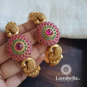 18K Gold Plated Wedding Kada Bangles Trendy Charm Bracelets for Engagement - Product Image 3