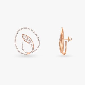 ZAWO HOUSE Boucles d'oreilles en or rose et diamants avec sertissage pavé taille marquise pour femme, luxe et usage quotidien - Product Image 1