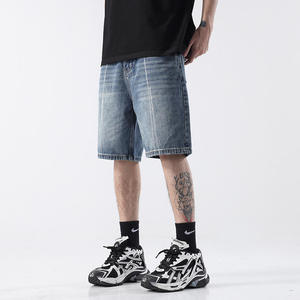 Nouveaux shorts en jean pour hommes, coupe slim élastique, style usé tendance, shorts d'été personnalisés en denim pour hommes - Product Image 5