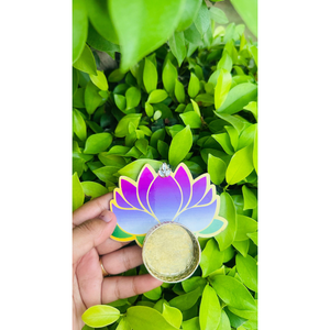 Élégant porte-bougie chauffe-plat en forme de fleur de lotus - Diya décoratif en métal et papier pour Diwali, mariages et décoration spirituelle de la maison - Product Image 3