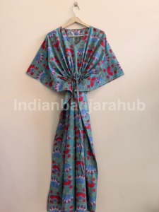 Hand Block Print Boho Women Kaftan <b>Loose</b> Fit Maxi <b>Dress</b> - Product Image 1