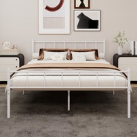 Lit en fer forgé de style européen avec tête et pied de lit robustes et durables, lit double en fer épais pour chambres, appartements, maison T-11