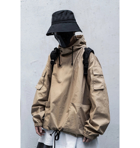 Veste softshell kaki à capuche pour homme, résistante à l'eau, coupe ample avec poches, vêtements d'extérieur - Product Image 6