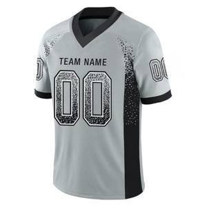Maillot de football américain personnalisé unisexe, col en V, manches courtes, impression par sublimation, évacuation de l'humidité, nom de l'équipe, 00 gris noir, grande taille - Product Image 1