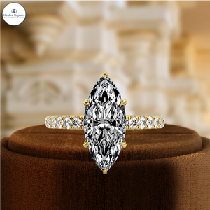 แหวนหมั้นทรงมาร์คีส์ 6 ก้าน ทำจากทองคำแท้ 14k ประดับเพชรแล็บโกรว์ 1 กะรัต แหวนเจ้าสาวเพชรเม็ดเดี่ยวแบบฝังเพชร แหวนสัญญา - Product Image 3