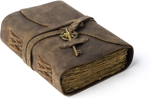 สมุดบันทึกหนังวินเทจขายส่ง พร้อมกุญแจ กระดาษขอบดิบ สมุดวาดภาพทำมือแบบโบราณ สมุดบันทึกหนังทำมือ - Product Image 3