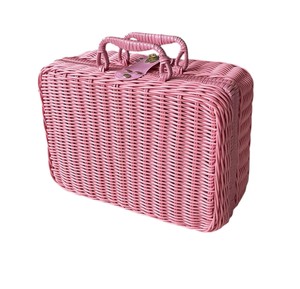 Vintage Natural <b>Brown</b> Rattan Suitcase <b>Storage</b> Basket with Lid - Handmade Woven Picnic Trunk Organizer <b>Box</b> for Home - Product Image 6