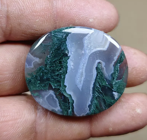 Rodaja de Ágata Musgosa Natural Pulida, Piedra Verde Azul para Joyería, Decoración del Hogar, Regalo - Product Image 2
