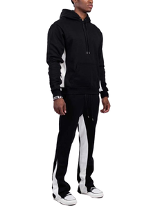 Ensemble survêtement vintage personnalisé de haute qualité pour homme, pantalon de jogging coupe droite évasée et sweat à capuche, effet délavé et vieilli - Product Image 4