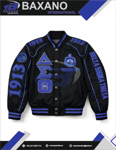 Chaqueta de la Hermandad Delta Sigma Theta, Chaqueta de Carreras para Motociclistas, Negra y Azul Rey, Chaqueta DST - Product Image 4