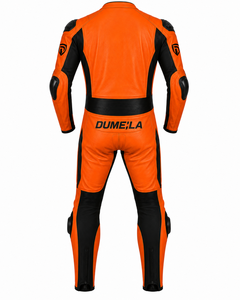 ชุดแข่งรถมอเตอร์ไซค์หนังสีส้ม Dumela แต่งสีดำ กันลม กันน้ำ พร้อมแผ่นป้องกัน ครอบคลุมทั้งตัว - Product Image 2