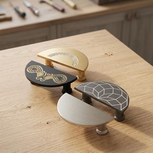 Poignée de porte de placard de cuisine en laiton noir graphite moderne de luxe, poignée décorative pour tiroir de meuble, vente en gros en vrac pour l'exportation - Product Image 2