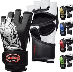 Guantes de MMA de Cuero PU Personalizados con Palma Abierta para Combate, Sparring, Grappling, Lucha en Jaula, Artes Marciales, Venta al por Mayor Farabi Sports FM-C2 - Product Image 1