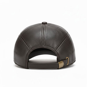6 Panel <b>Black</b> PU Leather Baseball <b>Cap</b> Adjustable Strap Curved Brim Hat for <b>Men</b> Women Custom Logo Fashion Streetwear Wholesale - Product Image 3