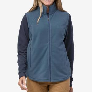 Gilet polaire zippé pour femme, col montant, décontracté, automne, bleu, en polyester tricoté, respirant, coupe classique - Product Image 5