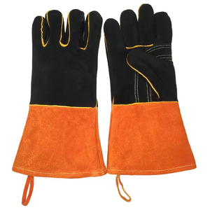 14 Inches Palm Reinforced Fleece Lining Cow Split Leather Heat Resistant Welding <b>Gloves</b> Hot Sale Safety Work <b>Gloves</b> For Welder - Product Image 1