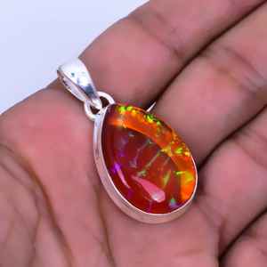 Australian Triplet Opal <b>Pendant</b> 925 Sterling Silver Handmade Boho Jewelry Natural Opal <b>Necklace</b> For Women - Product Image 6