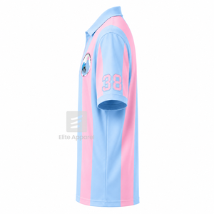Camiseta de fútbol americano personalizada de Jack & Jill of America, manga corta, logotipo en la parte delantera, camisa de poliéster a rayas azul cielo y rosa para mujer - Product Image 4
